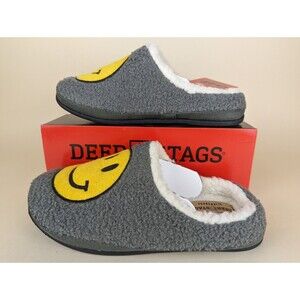 DEER STAGS Smiley Slippers Mens 7 Womens 9 M Gray Memory Foam Indoor Shoes NWB